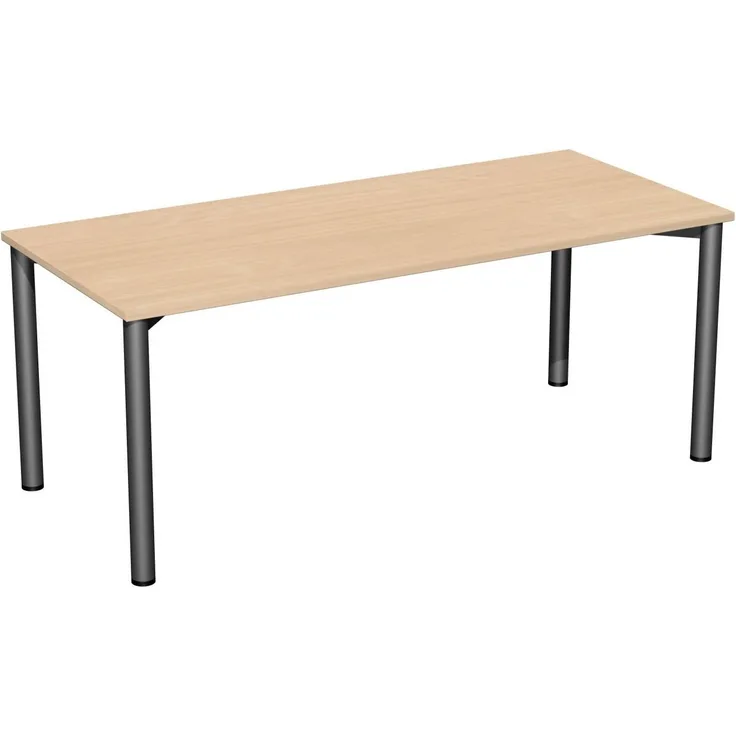 Konferenztisch Rundfuß, 180x80cm, Buche Anthrazit