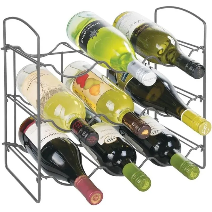 Weinregal Flaschenregal 9 Flaschen Metall mDesign klappbar 37 x 34 cm Dunkelgrau
