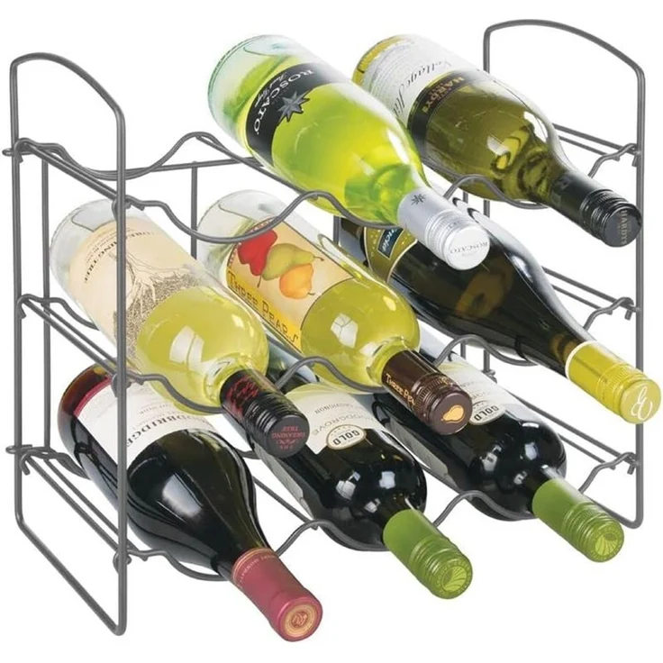 Weinregal Flaschenregal 9 Flaschen Metall mDesign klappbar 37 x 34 cm Dunkelgrau – Bild 1