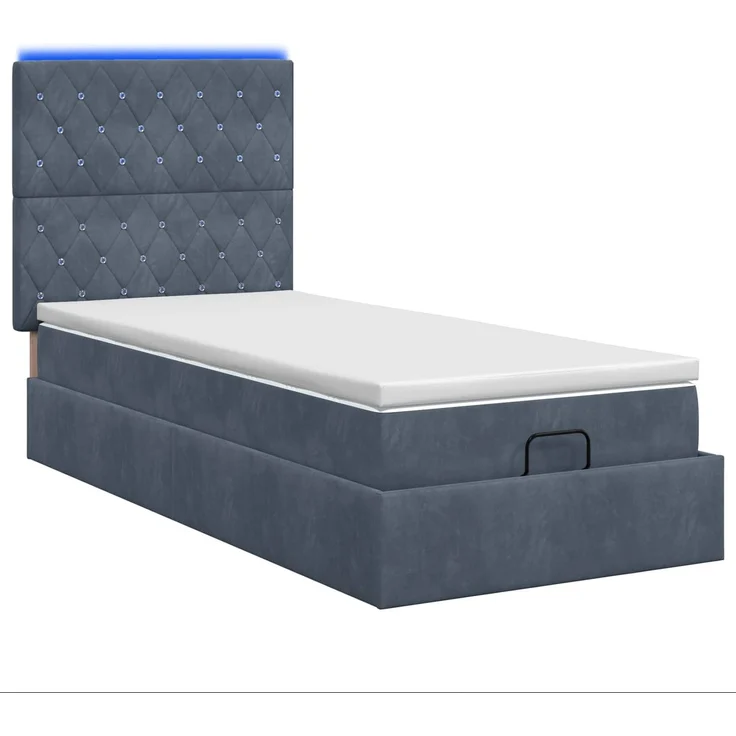 vidaXL Ottoman-Bett mit Matratze und LED Dunkelgrau 90 x 190 cm Samt 3458200 – Bild 9