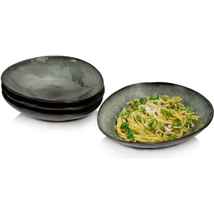 SÄNGER Pastateller Kopenhagen, (4 St), Grün Grau, Steingut, Handmade, 1L, Premium Collection – Bild 4