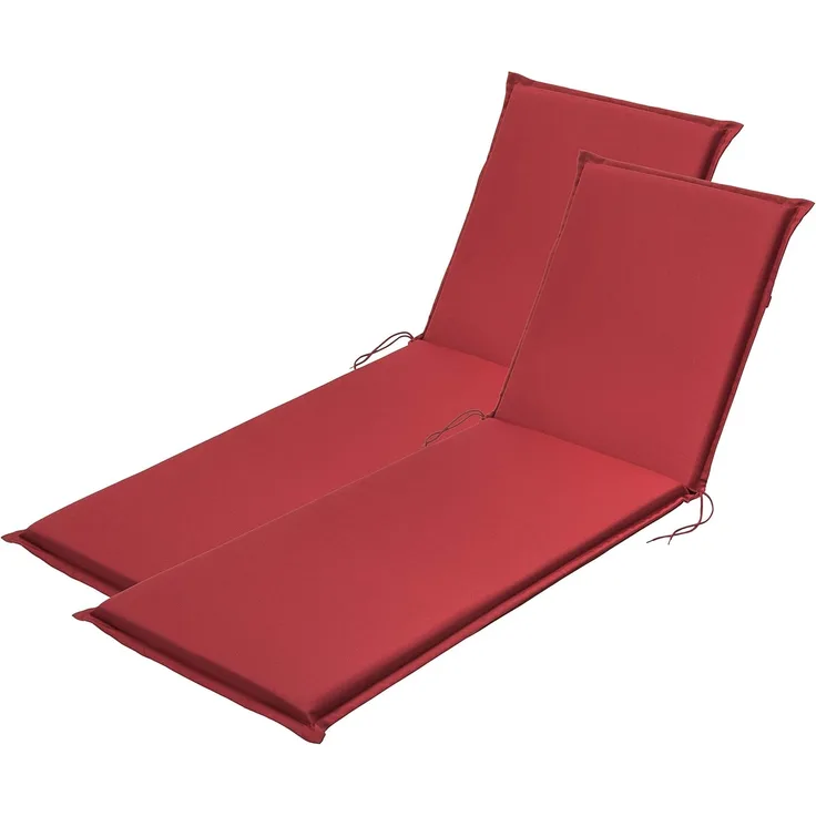Traumnacht Komfort 2er Set Liegenauflagen Outdoor rot mit abnehmbarem Bezug, 190 x 58 x 6 cm, Öko-Tex zertifiziert, produziert nach deutschem Qualitätsstandard