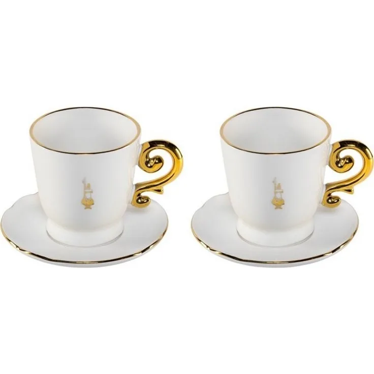 Bialetti Set 2 Cappucio Tassen inkl. Untertassen Pure Gold