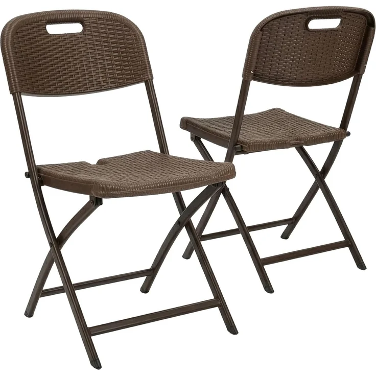 Floordirekt- Gartentisch klappbar Kunststoff 180x75 cm - Buffettisch mit Tragegriff - Klapptisch für Garten Terrasse und Balkon - Campingtisch 6 Personen (2er Set Klappstuhl - Niigata)