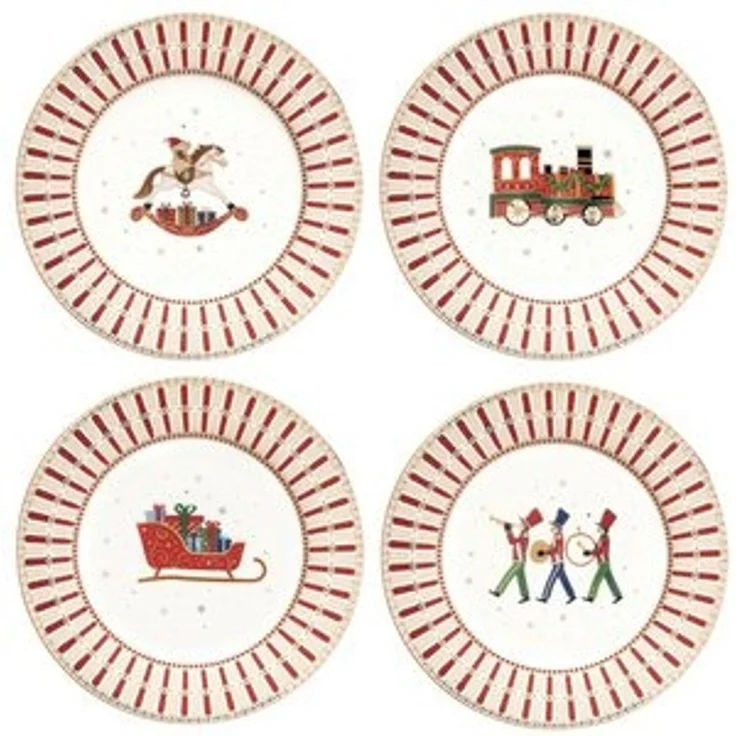 MamboCat Frühstücksteller 4x Polar Train Kuchenteller verschiedene Dekor Porzellan Dessert – Bild 4
