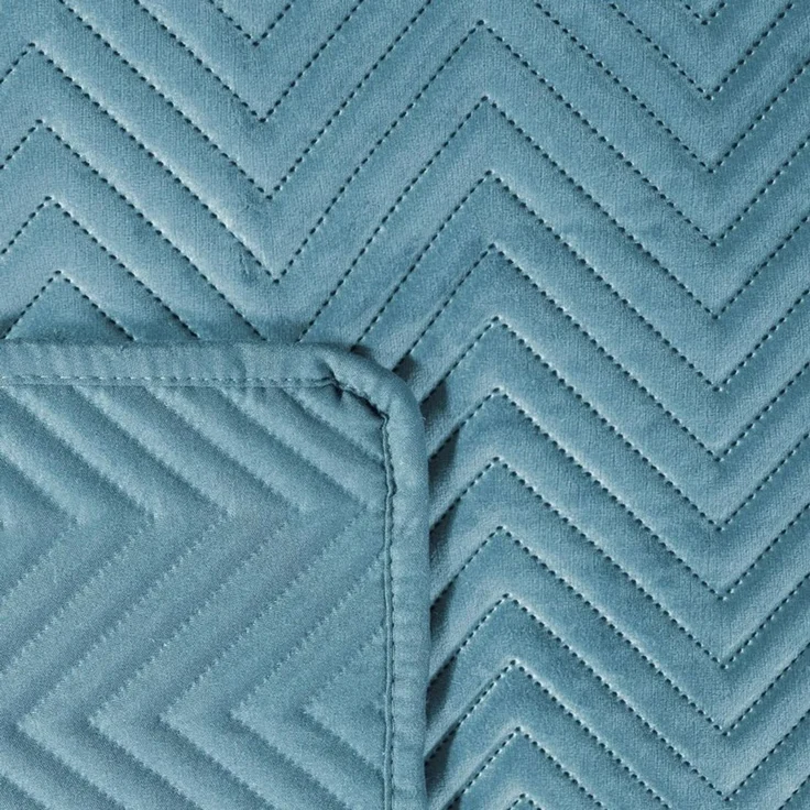Tagesdecke Velours Samtdecke Gesteppt Steppdecke Klassische Decke SOFIA blau 70x160 cm blau – Bild 5