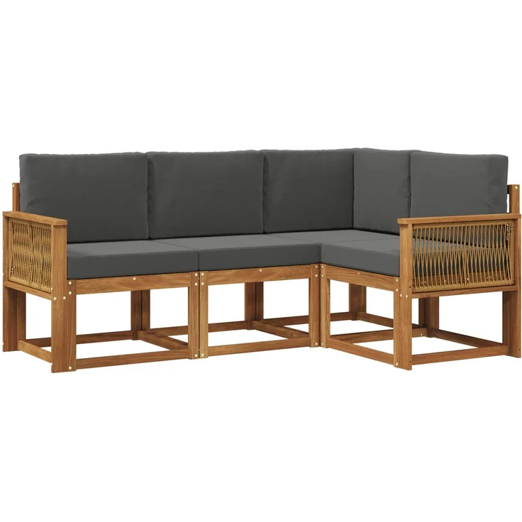 vidaXL Outdoor-Sofagarnitur 4 stk. 4-Sitzer Natur und Anthrazit 3385178 – Bild 2