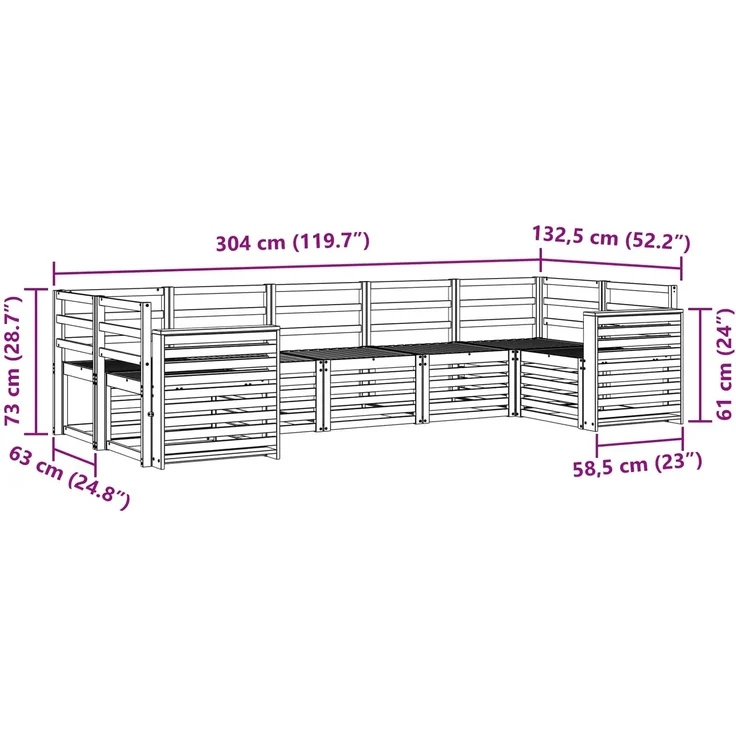 vidaXL Outdoor-Sofagarnitur 7 stk. 7-Sitzer Natur Massivholz Akazie 3375414 – Bild 8