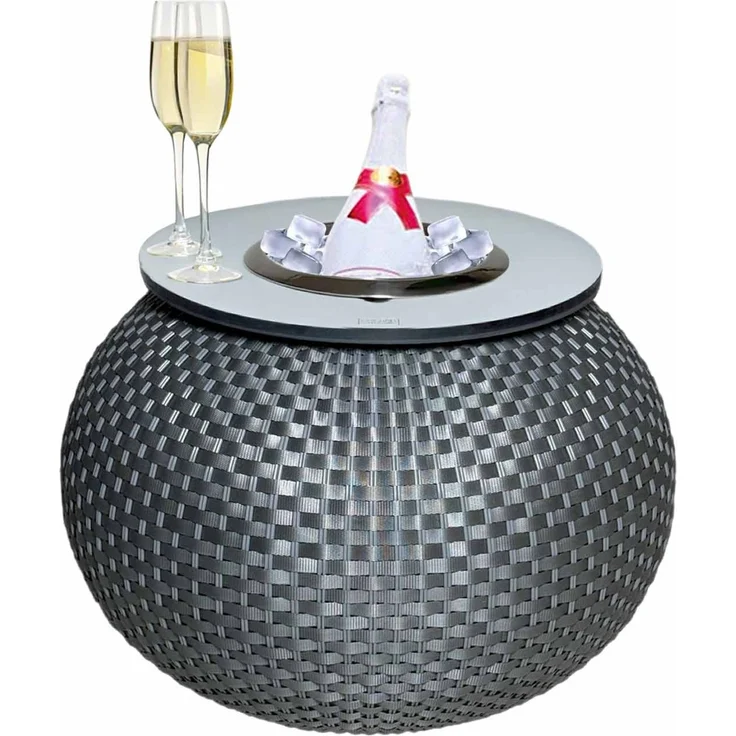 COOTAB Cooler Table MILANO 3-in-1 Loungetisch mit Edelstahl-Kühler - Anthrazit/Champagner – Bild 1