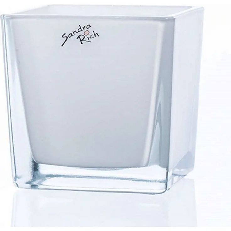 Sandra Rich Übertopf SANDRA RICH, Glasübertopf "CUBE" Pflanztopf Blumentopf Weiß 10x10cm