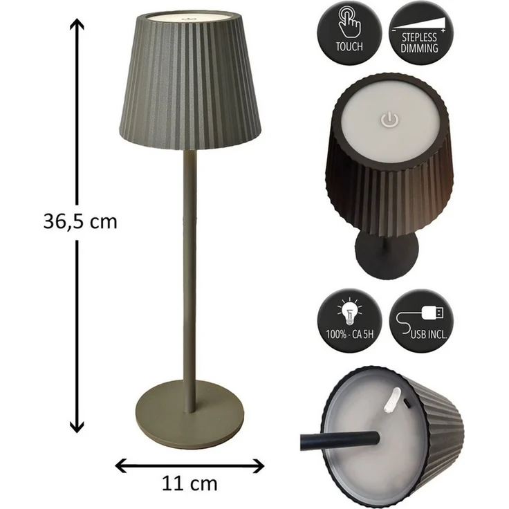 Coen Bakker Deco BV LED Tischleuchte Touch Tischlampe Dimmbar Akku In-/Outdoor IP44, Touch-Funktion, LED fest verbaut, Warmweiß, Kaltweiß, Tageslichtweiß – Bild 2