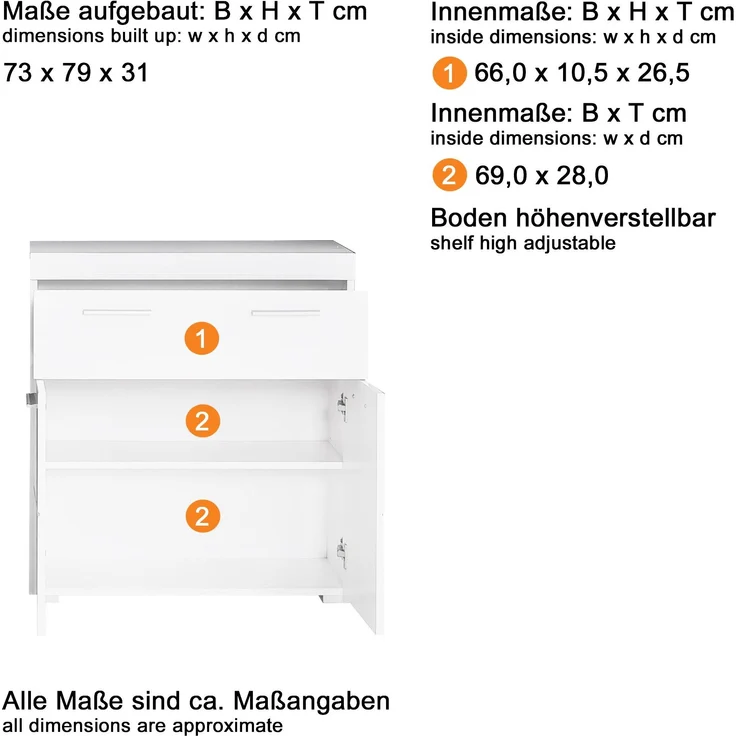 Kommode Badschrank Amanda Asteiche 73 x 79 cm – Bild 3