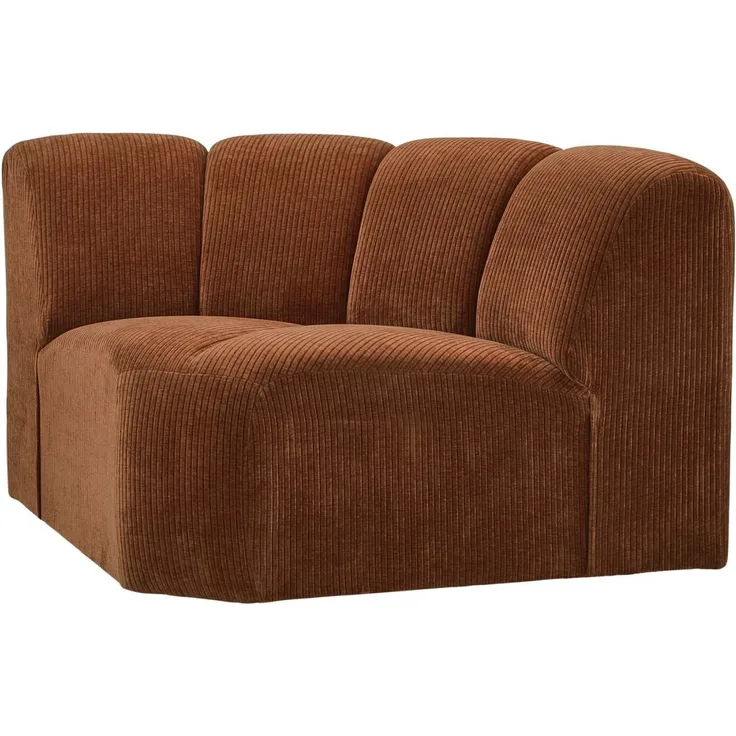 Modulsofa Mojo Flachcord Eck-Element, Rostbraun