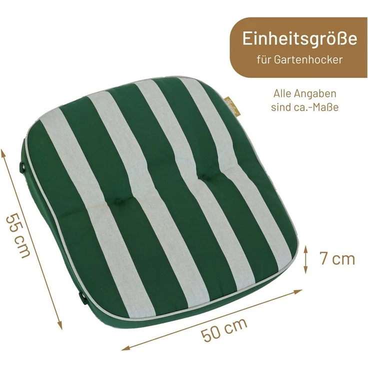 Herlag Hockerauflage Tilly, 55x50x7cm Blockstreifen Grün-Gestreift Fleckschutz – Bild 3
