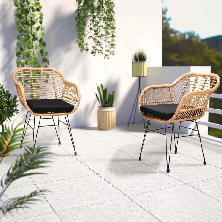 CASARIA® Korbsessel Gartenstühle 2er Set Bali Polyrattan – Bild 10