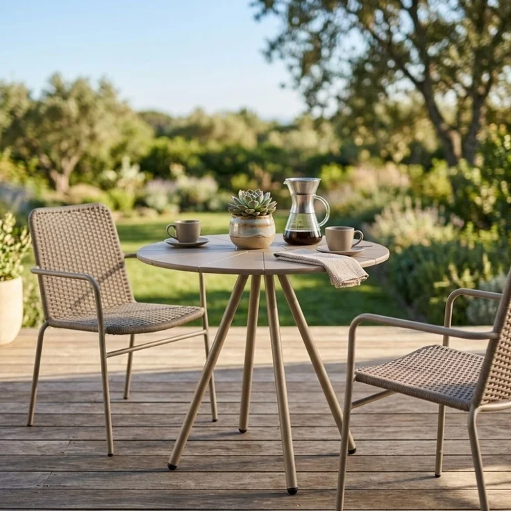Bistro-Tisch FULHAM taupe Outdoortisch 70cm Balkonmöbel Terrasse Garten – Bild 3