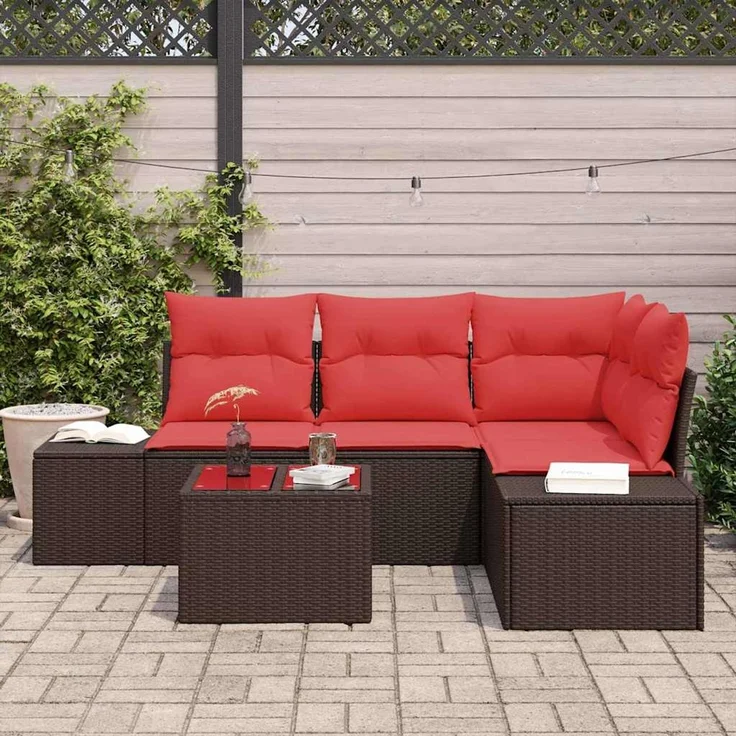 vidaXL Gartensofa-set 5 stk. Braun Poly-Rattan 3347054 – Bild 3