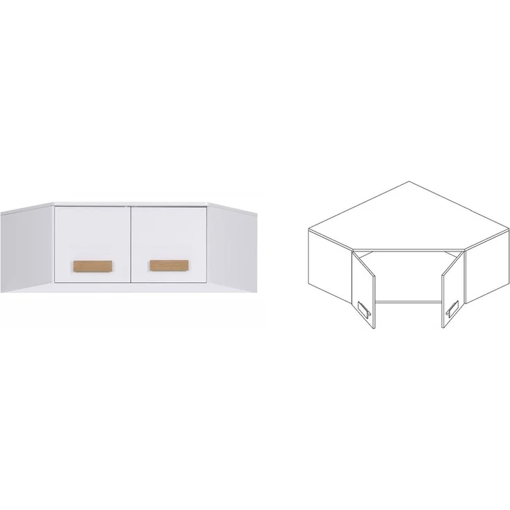 Marmex Möbel Grant Set 12 Hohe Mehrzweckschrank-Set, viel Stauraum, Eckschrank, Bücherregal, laminierte Spanplatte, weiß+riviera Eiche, 143x235x91 cm – Bild 3