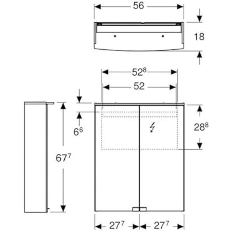 Geberit Option Basic Spiegelschrank mit Beleuchtung, zwei Türen, Breite 55cm, 500258001 - 500.258.00.1 – Bild 2