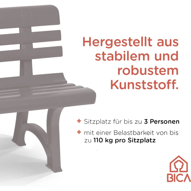 BICA Gartenbank Olimpia taupe | wetterfest | Ideal für Garten, Outdoor | Sitzbank, Parkbank – Bild 3