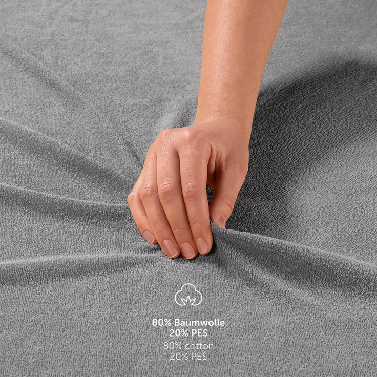 Blumtal Spannbettlaken Frottee Spannbettlaken Bettlaken, Frottee, Gummizug: rundum, (2 Stück), wärmend bis 25cm Matratzenhöhe, Premium Qualität 170 g/m² – Bild 3