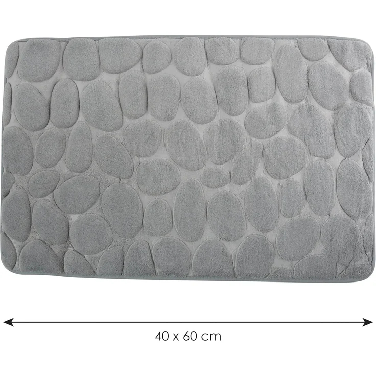 MSV Badematte KIESELSTEIN, rutschhemmende Beschichtung, für Fußbodenheizung geeignet, strapazierfähig, waschbar, schnelltrocknend, Microfaser, PVC, aus super-weicher Microfaser, in 2 Größen und vielen trendigen Farben erhältlich, 40 x 60 cm, grau – Bild 4