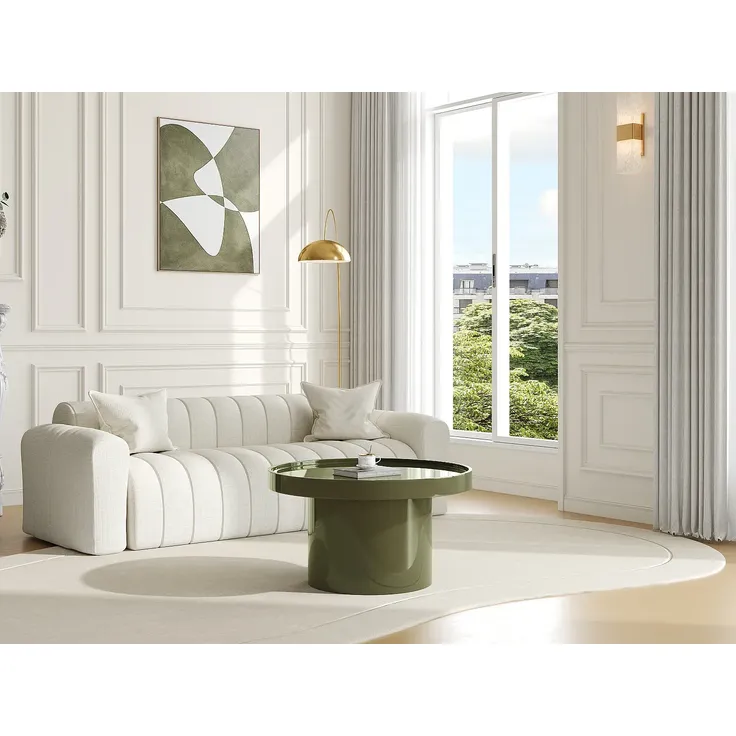 Vente-unique - SYBEVA Couchtisch Holz, Platte Grün - B 80 cm x H 40 cm x L 80 cm