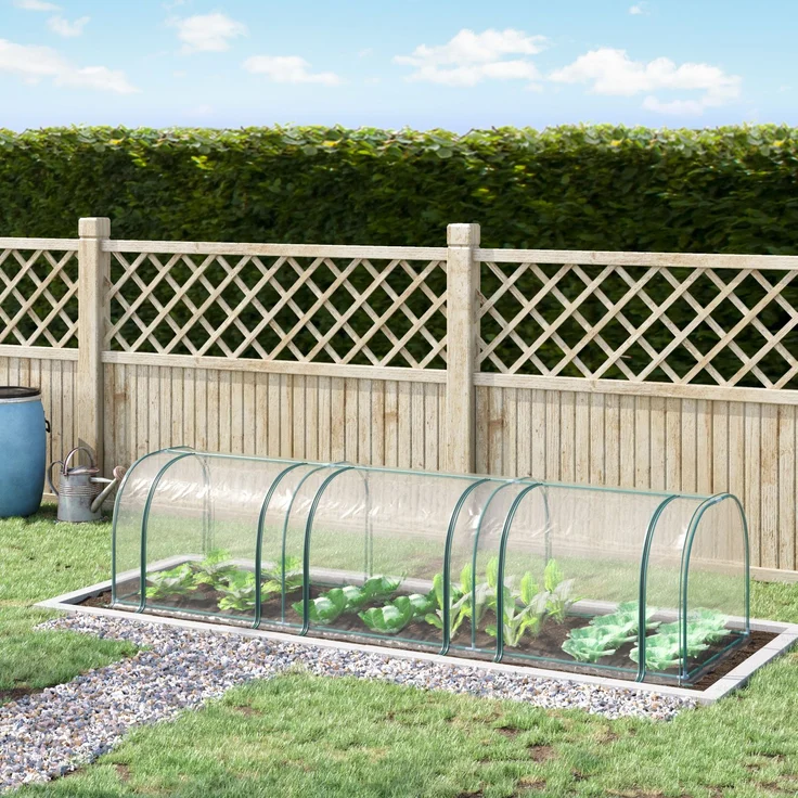 MELAYR, Gewächshaus für den Außenbereich, 350 x 100 x 80 cm, Gartengewächshaus mit 3 Rolltoren, Transparent+Dunkelgrün – Bild 3