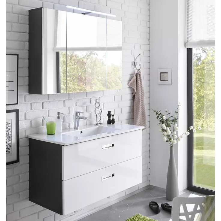 Badezimmer-Set >Brooklyn I< in Grau aus MDF - 102x195x47cm (BxHxT)