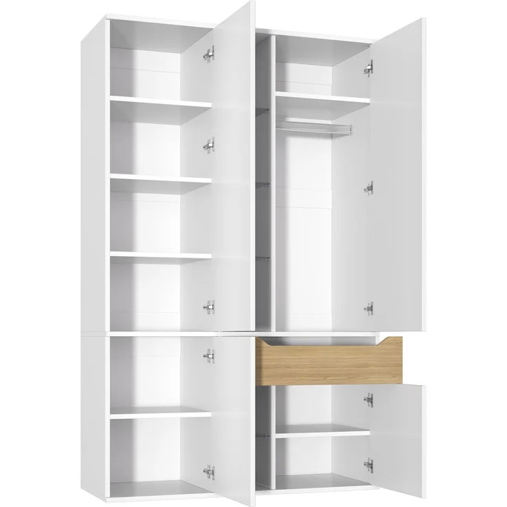 Kleiderschrank 122 x 50 x 200 cm aus MDF mit Glasvitrine und LED-Beleuchtung – Bild 7