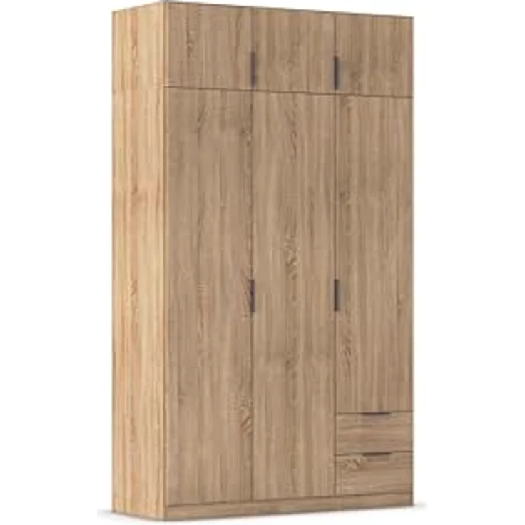 Rauch Möbel Lagoa, Kleiderschrank, Garderobe für Schlafzimmer, Kinderzimmer, Jugendzimmer 6-türig, 2 Schubladen, mit Zubehör Premium, Farbe Eiche Sonoma, Holz, Breite 136 – Bild 2
