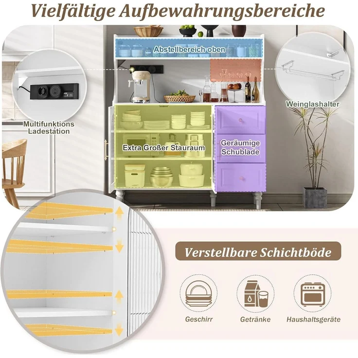 Kuchenschrank Buffetschrank Hochschrank Sideboard – Bild 6