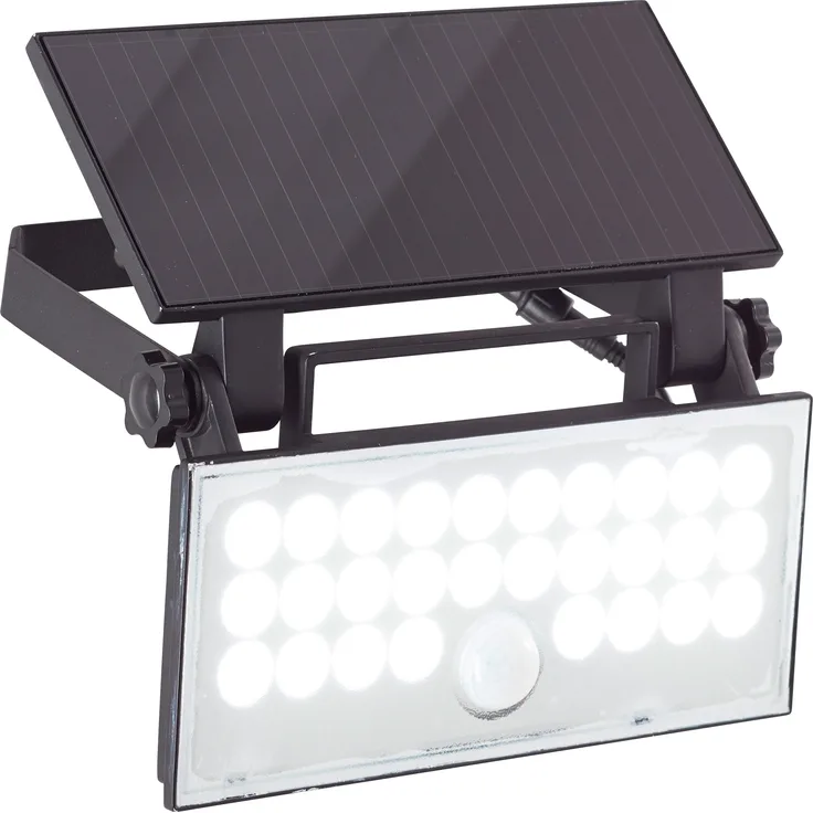Brilliant LED Außen-Wandleuchte Luton Außenlampe Solar, 19 cm, 1000 lm, 4100 K, schwenkbar, schwarz