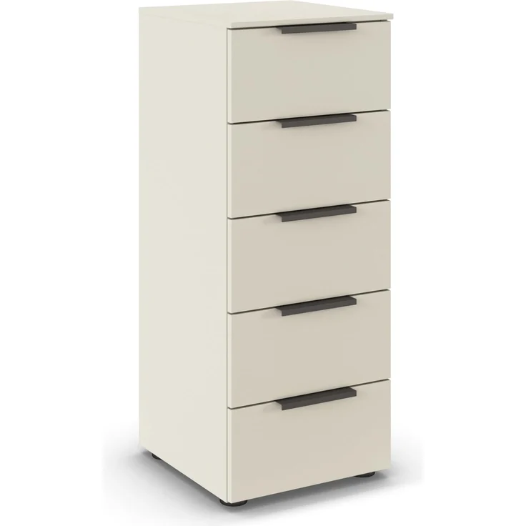 Rauch Möbel Flipp, Kommode für Schlafzimmer, Kinderzimmer, Wohnzimmer, Jugendzimmer, Flur, Garderobe, 5 Schubladen, mit Softclose Funktion, Farbe Beige, Breite 40 cm
