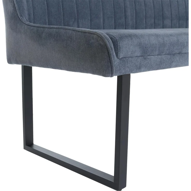 Eckbank HWC-O82, Esszimmerbank Bank, Öko-Tex (310g/m²) Chenille Stoff/Textil Metall 210x159 cm ~ blau – Bild 6