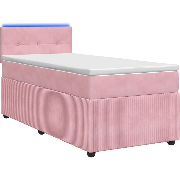 vidaXL Boxspringbett mit Matratze mit Kopfteil Rosa 90 x 190 cm Samt 3453052 – Bild 2
