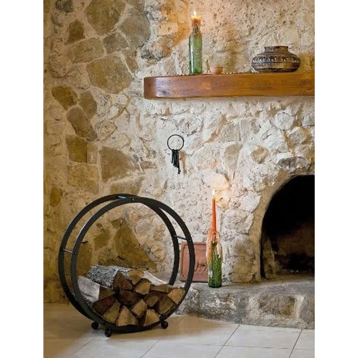 Kaminholzregal Kaminholzständer Rund D-70cm Schwarz Holzkorb Kaminholzhalter Holzregal – Bild 6