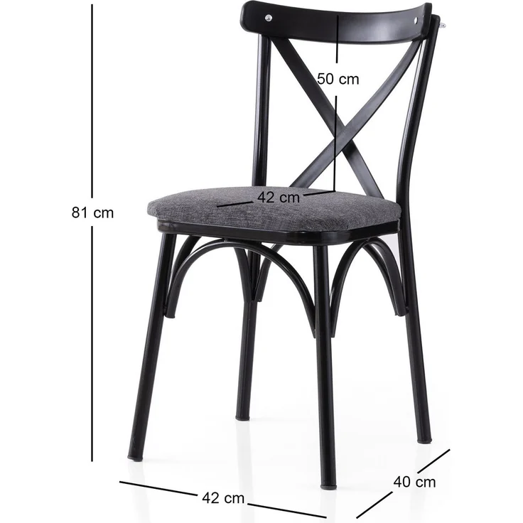Skye Decor 'Ekol - 288 V2' Stuhlset (2-teilig), Schwarz / Anthrazit, 42 x 81 x 40 cm – Bild 4