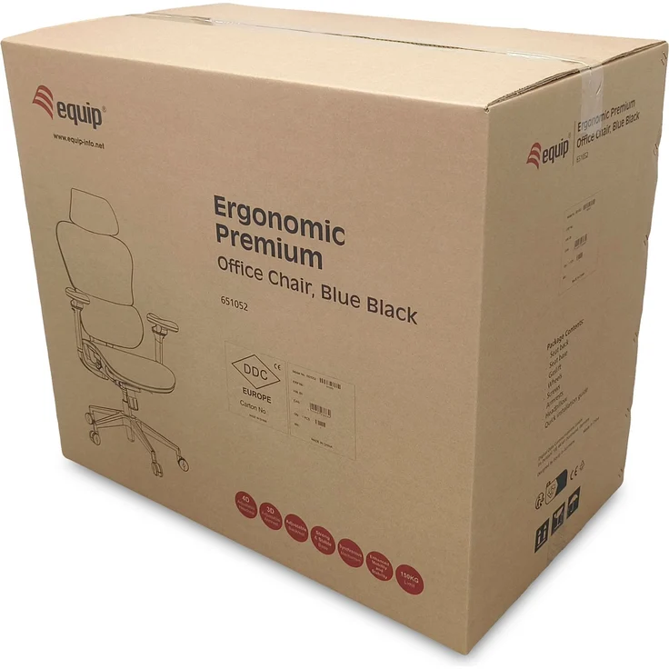 Equip Ergonomischer Premium-Bürostuhl mit Kopfstütze und Armlehnen, Schwarz – Bild 7