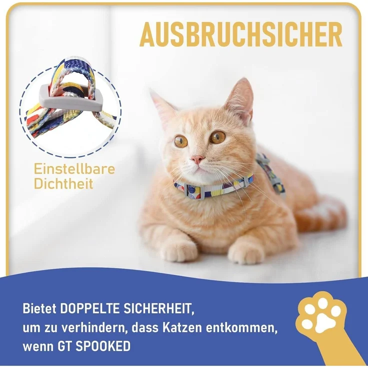 Katzen Geschirr Leine Ausbruchsicher Katzenweste verstellbar Blau M – Bild 2