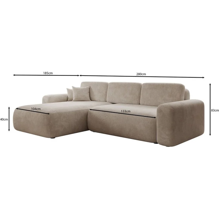 Luxusbetten24 Schlafsofa Designer Ecksofa Lola in Cord, mit Stauraum und Schlaffunktion – Bild 4