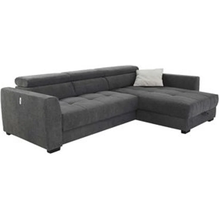 Jockenhöfer Gruppe Ecksofa SAN MARINO, Dunkelgrau, Webstoff, Bettkasten, Sitztiefenverstellung, Kopfteilverstellung, B 300 x T 196 cm – Bild 6