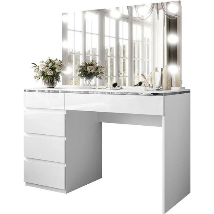 Lookway Schminktisch AURORA II SILVER ELITE mit Spiegel und LED Beleuchtung (1x Schreibtisch 1x Spiegel), Breite: 120 cm – Bild 4