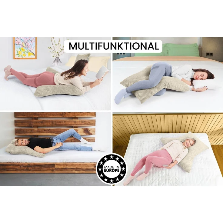 Amilian Schlafkissen - Lesekissen für Bett und Sofa - Seitenschläferkissen - Stillkissen, Seitenschläfer, Rückenlage, Schlafkissen für Seitenlage, Kissen mit Füllung und abnehmbarem Bezug - Stillhilfe – Bild 2