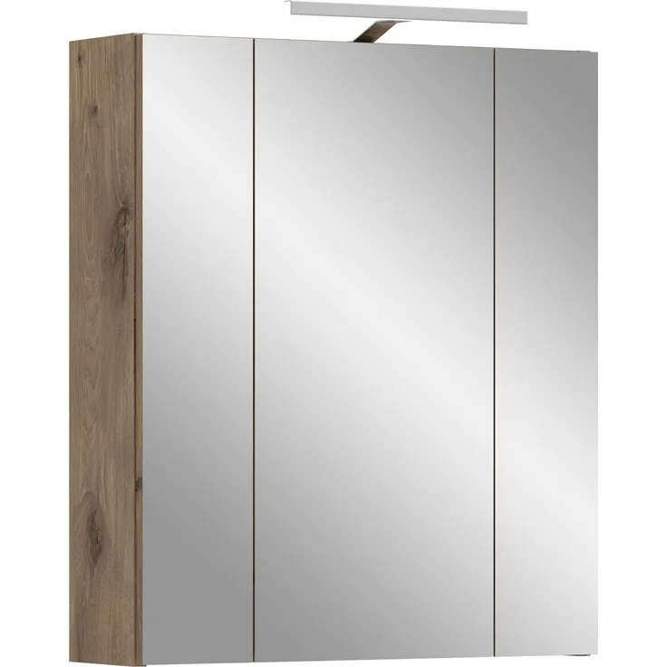 Spiegelschrank inkl. Beleuchtung (B/H/T: 60x70x18 cm) in schwarz matt und Nox Oak Nachbildung
