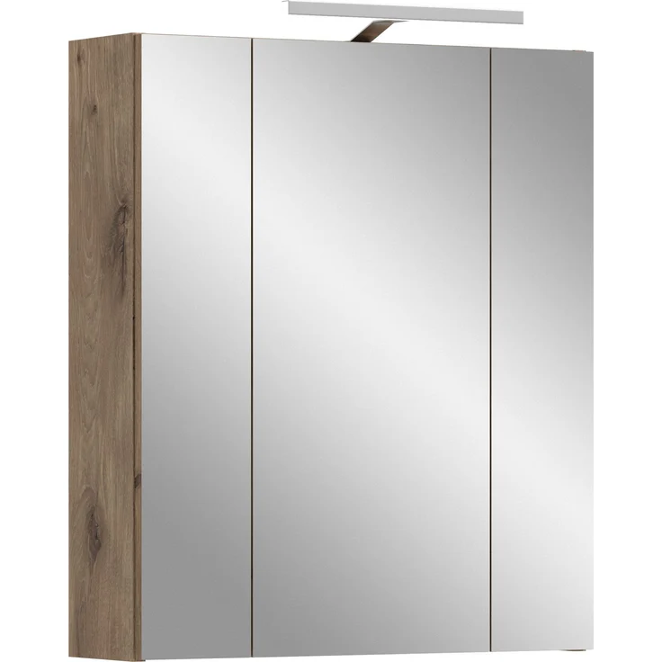 Spiegelschrank inkl. Beleuchtung (B/H/T: 60x70x18 cm) in schwarz matt und Nox Oak Nachbildung – Bild 1