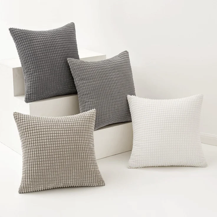 MIULEE 4er Set Kissenbezug 40x40cm Graue Serie Kordsamt Sofa Couch Büro – Bild 5