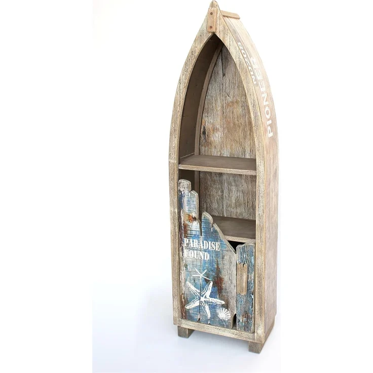 DanDiBo Regal Boot in Bootsform aus Holz Antik 7309 Maritim Bootsregal Badregal Badschrank Braun – Bild 2