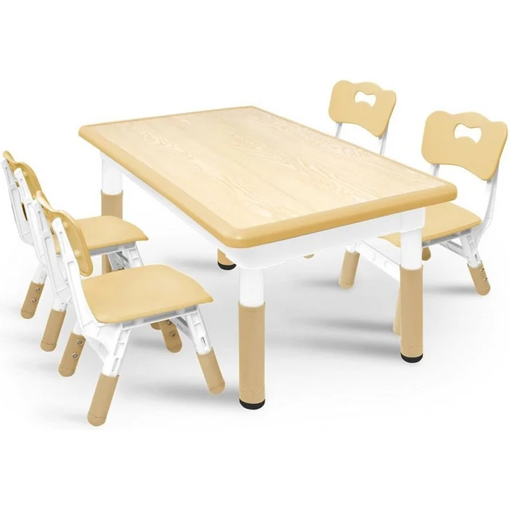 FIVMEN Kindersitzgruppe Kindertisch 4 Stühlen Set Höhenverstellbar Kinderzimmer Möbel – Bild 5