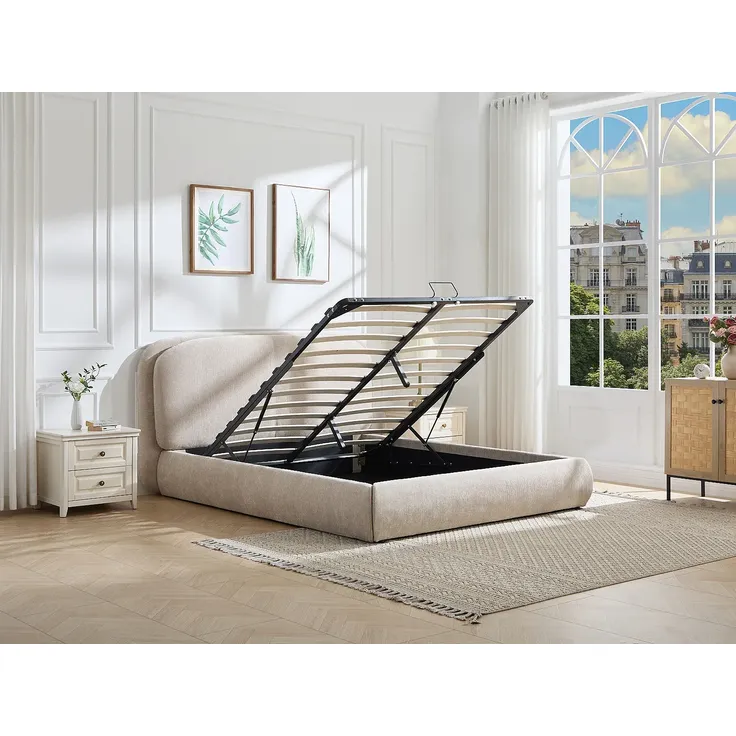 Vente-unique - ZORIMA Bett Stoff Beige - B 227 cm x H 110 cm x L 202 cm – Bild 2